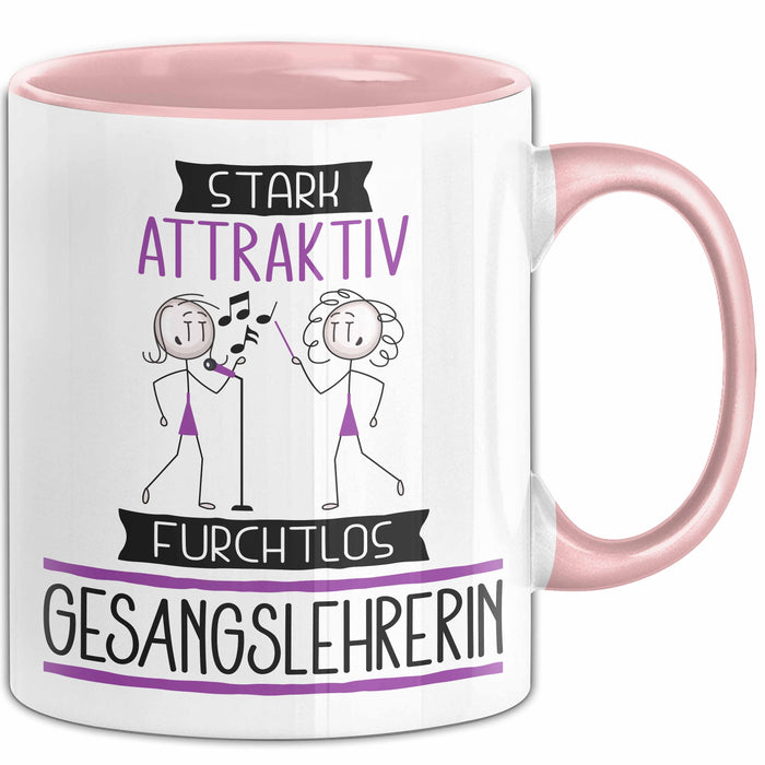 Gesangslehrerin Tasse Geschenk Becher Stark Attraktiv Furchtlos Gesangslehrerin Lustige Geschenkidee Rosa Trendation
