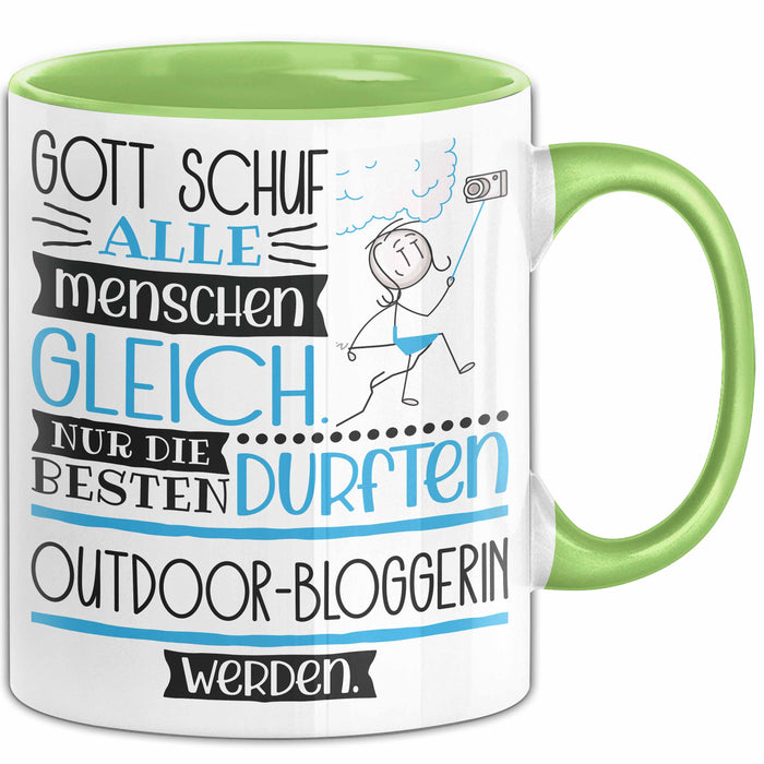 Outdoor-Bloggerin Geschenk Becher Tasse Gott Schuf Alle Menschen Gleich Nur Die Besten Durfeten Outdoor-Bloggerin Werden Geschenkidee Lustig Grün Trendation