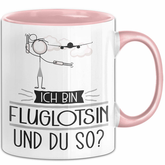 Fluglotsin Tasse Geschenk Ich Bin Fluglotsin Und Du So Geschenkidee Lustiger Spruch Becher Rosa Trendation
