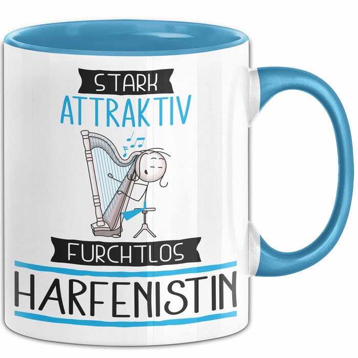 Harfenistin Tasse Geschenk Becher Stark Attraktiv Furchtlos Harfenistin Lustige Geschenkidee Blau Trendation