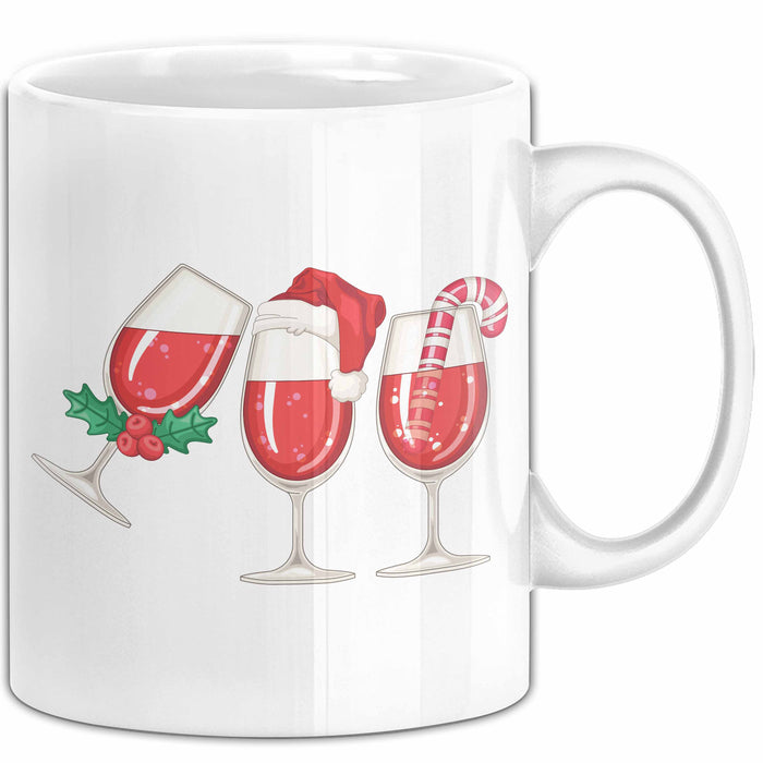 Weihnachten Weinglas Tasse Geschenk Weihnachtliche Grafik Weinliebhaber Kaffee-Becher Weiß Trendation