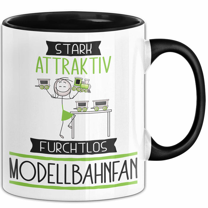 Modellbahnfan Tasse Geschenk Becher Stark Attraktiv Furchtlos Modellbahnfan Lustige Geschenkidee Trendation