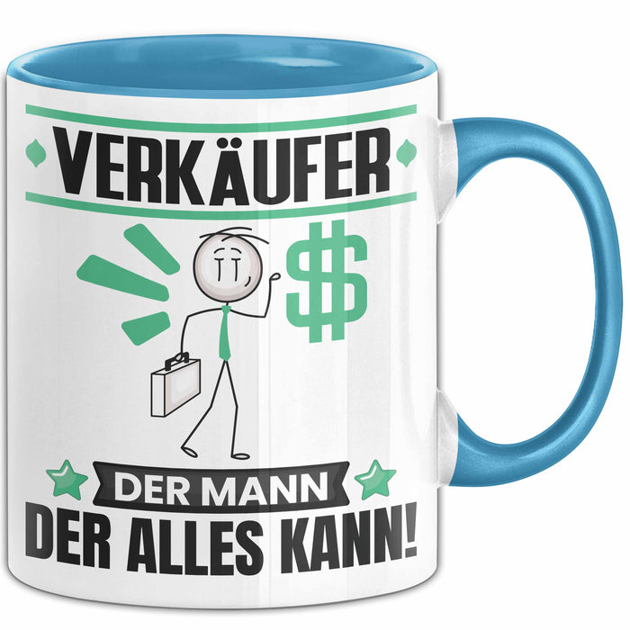 Verkäufer Tasse Geschenk für Verkäufer Der Mann Der Alles Kann Geschenkidee zum Geburtstag Blau Trendation