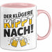 Biertrinker Tasse Geschenk Lustige Geschenkidee Spruch Der Klügere Kippt Nach Rosa Trendation
