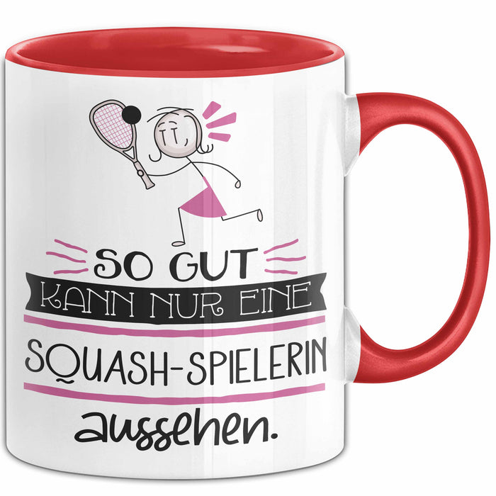 Squash-Spielerin Geschenk Tasse So Gut Kann Nur Eine Squash-Spielerin Aussehen Geschenkidee Geburtstag Weihnachten Lustig Rot Trendation