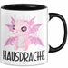 Hausdrache Tasse Geschenk Becher Schwarz Trendation