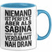 Sabina Tasse Geschenk Niemand Ist Perfekt Sabina Verdammt Nah Dran Geschenkidee Blau Trendation