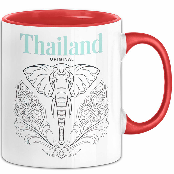 Bangkok Thailand Elefant Tasse Geschenk Lustige Geschenkidee Spruch Rot Trendation