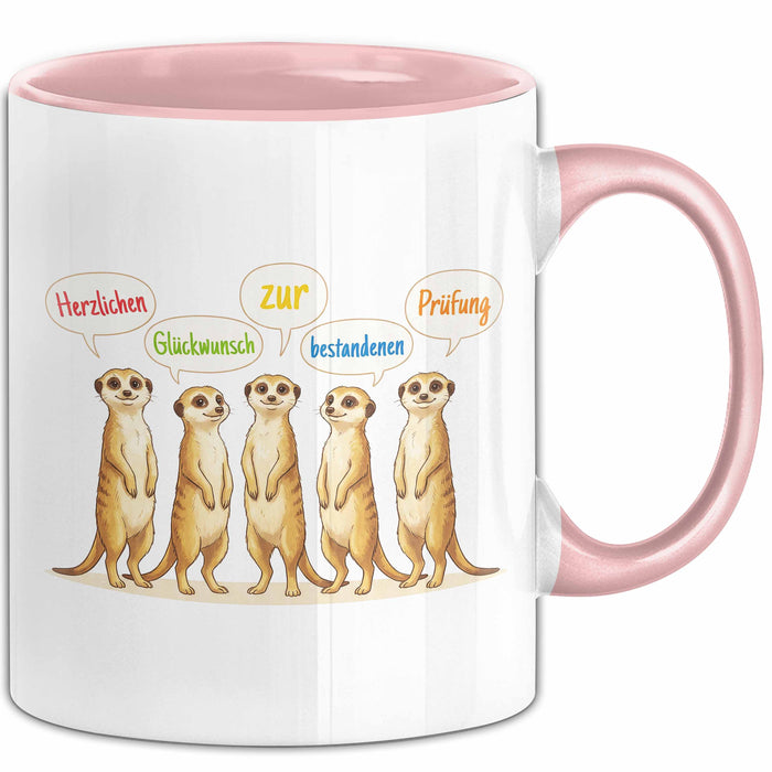 Schüler Abschluss Tasse Geschenk Lustige Geschenkidee Spruch Herzlichen Glückwunsch Zur Bestandenen Prüfung Rosa Trendation
