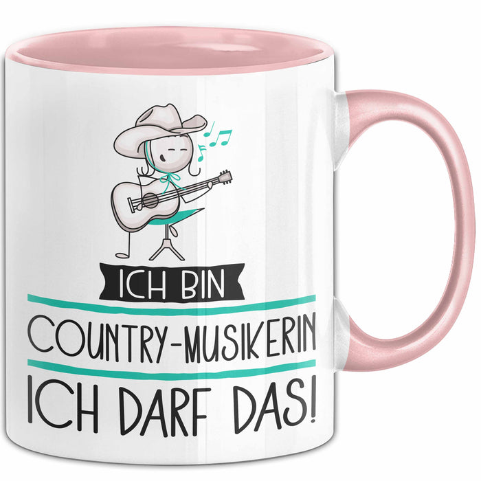 Geschenk für Country-Musikerin Tasse Lustige Geschenkidee Geburtstag Ich Bin Country-Musikerin Ich Darf Das Rosa Trendation