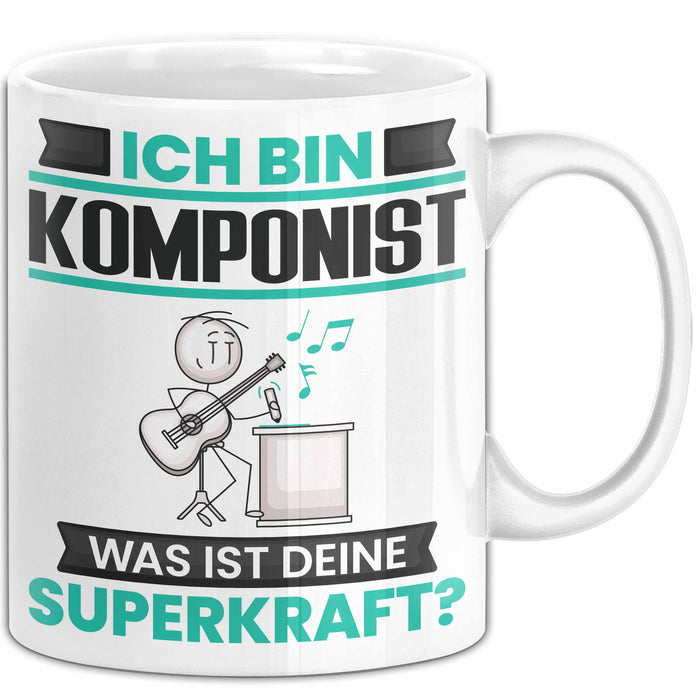 Komponist Tasse Geschenk für Komponist Geburtstag Lustiger Spruch Kaffee-Becher Was Ist Deine Superkraft Weiß Trendation