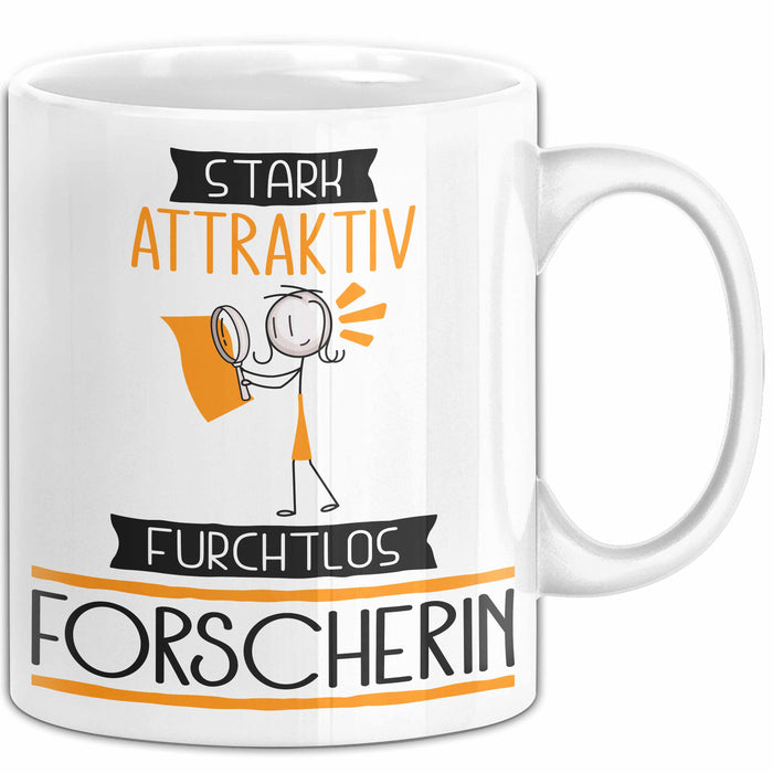 Forscherin Tasse Geschenk Becher Stark Attraktiv Furchtlos Forscherin Lustige Geschenkidee Weiß Trendation