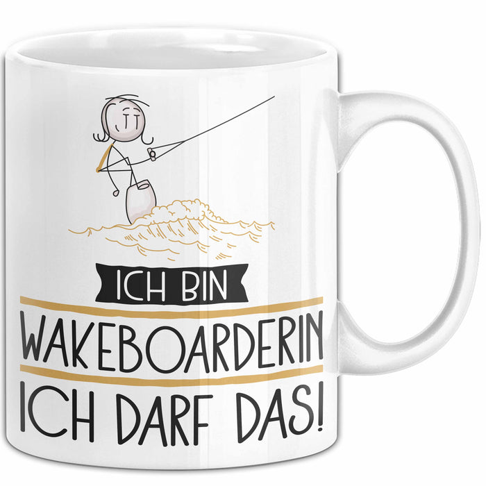 Geschenk für Wakeboarderin Tasse Lustige Geschenkidee Geburtstag Ich Bin Wakeboarderin Ich Darf Das Weiß Trendation