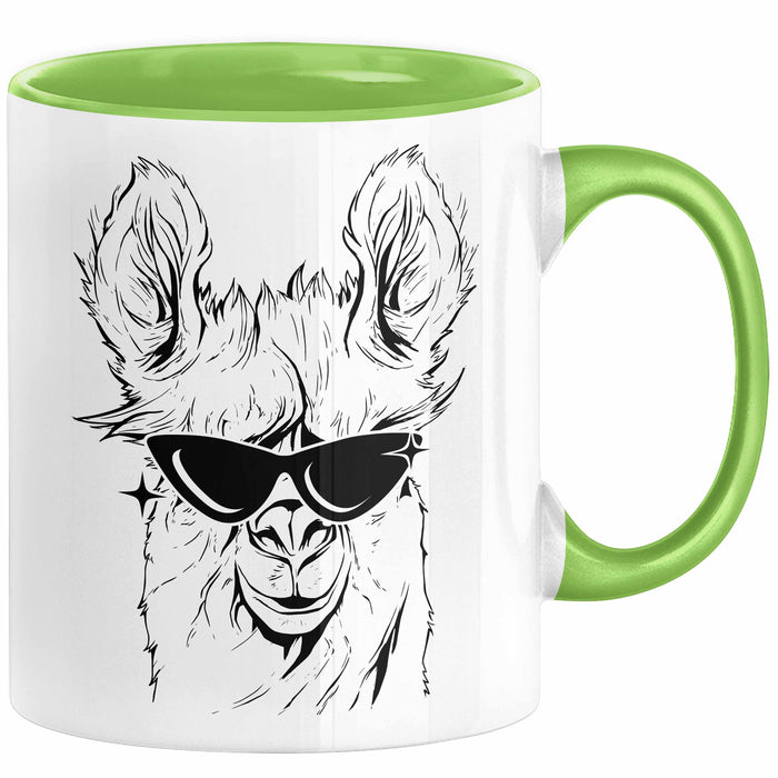 Llama Alpaka Tasse Geschenk Lama Geschenkidee für Lama-Fans Grün Trendation