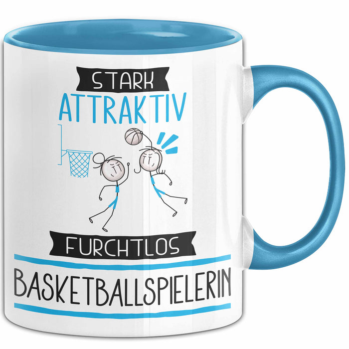 Basketballspielerin Tasse Geschenk Becher Stark Attraktiv Furchtlos Basketballspielerin Lustige Geschenkidee Blau Trendation