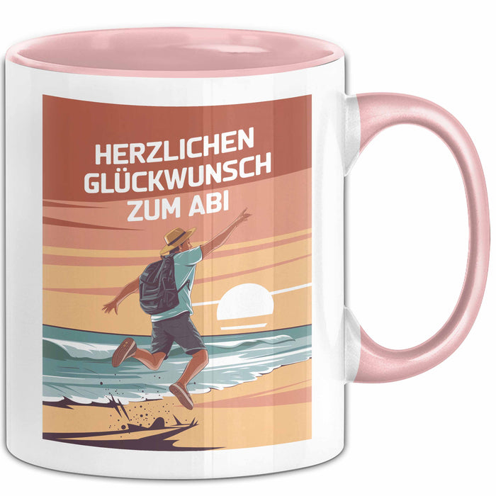Schüler Abschluss Tasse Geschenk Lustige Geschenkidee Spruch Herzlichen Glückwünsche Zum Abi Rosa Trendation
