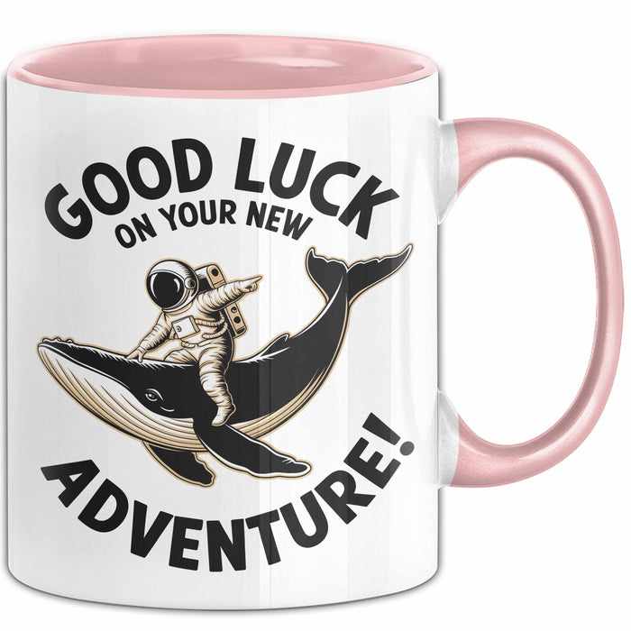 Büroarbeit Kollege Abschied Tasse Geschenk Lustige Geschenkidee Spruch Viel Glück Auf Deinem Neuen Abenteuer Rosa Trendation