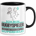 Rugbyspieler Geschenk Tasse Ich Bin Rugbyspieler Aber Sag Doch Einfach Superheld Lustige Geschenkdiee für Rugbyspieler Kaffee-Becher Schwarz Trendation