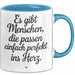 Romantisches Paar Jahrestagsfeier Tasse Geschenk Lustige Geschenkidee Spruch Es Gibt Menschen Die Passen Einfach Perfekt Ins Herz Blau Trendation