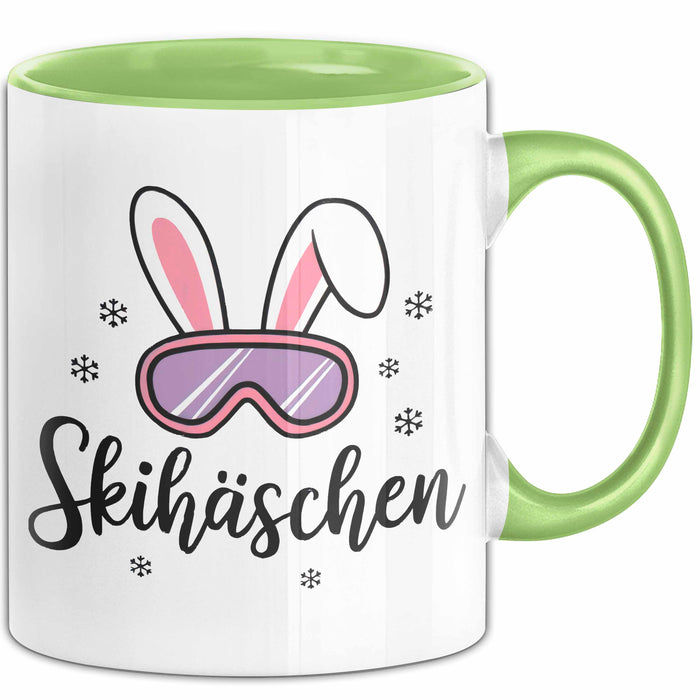 Skifahren Skifahrer Tasse Geschenk Skihäschen Geschenkidee Geschenkidee Lustig Grün Trendation