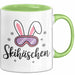 Skifahren Skifahrer Tasse Geschenk Skihäschen Geschenkidee Geschenkidee Lustig Grün Trendation