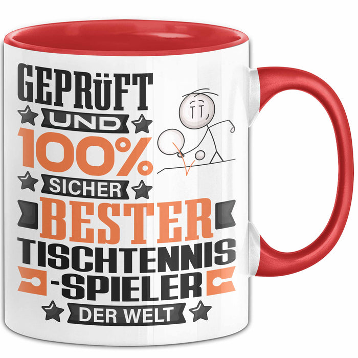 Tischtennisspieler Geschenk Lustiger Spruch für Tischtennisspieler Geschenkidee Bester Tischtennisspieler Der Welt Rot Trendation