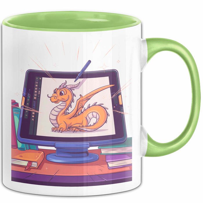 Digital Künstler Tasse Geschenk Lustige Geschenkidee Spruch Für Tablet Kreative Grün Trendation