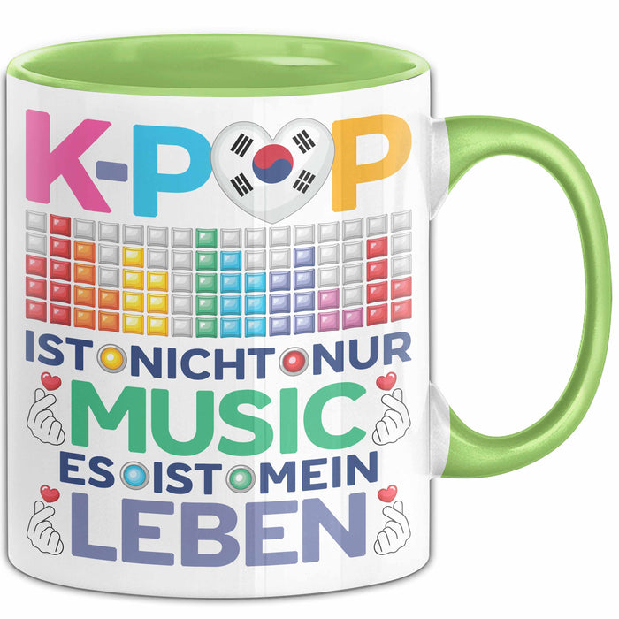 KPop Tasse Geschenk Musik Leben Spruch Geschenkidee für Fans Grün Trendation