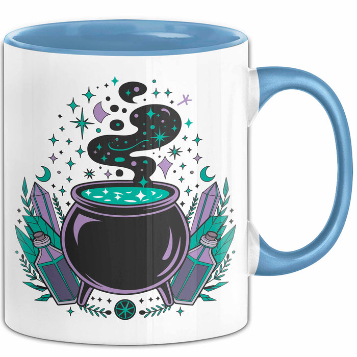 Hexerei Fan Tasse Geschenkidee für Zauberspruch Liebhaber Blau Trendation
