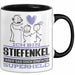 Stiefenkel Geschenk Tasse Ich Bin Stiefenkel Aber Sag Doch Einfach Superheld Lustige Geschenkdiee für Stiefenkel Kaffee-Becher Schwarz Trendation