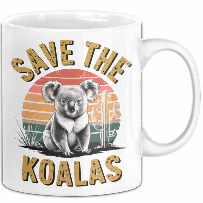 Koala Tierliebhaber Tasse Geschenk Lustige Geschenkidee Spruch Rettet Die Koalas Weiß Trendation