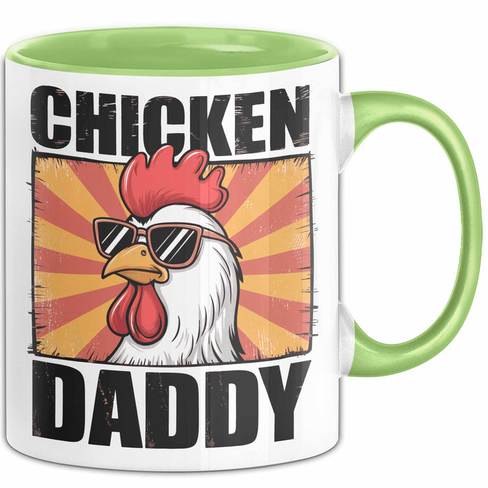 Huhn Tier Bauer Tasse Becher Geschenk Lustige Geschenkidee Spruch Hühnerpapa Grün Trendation
