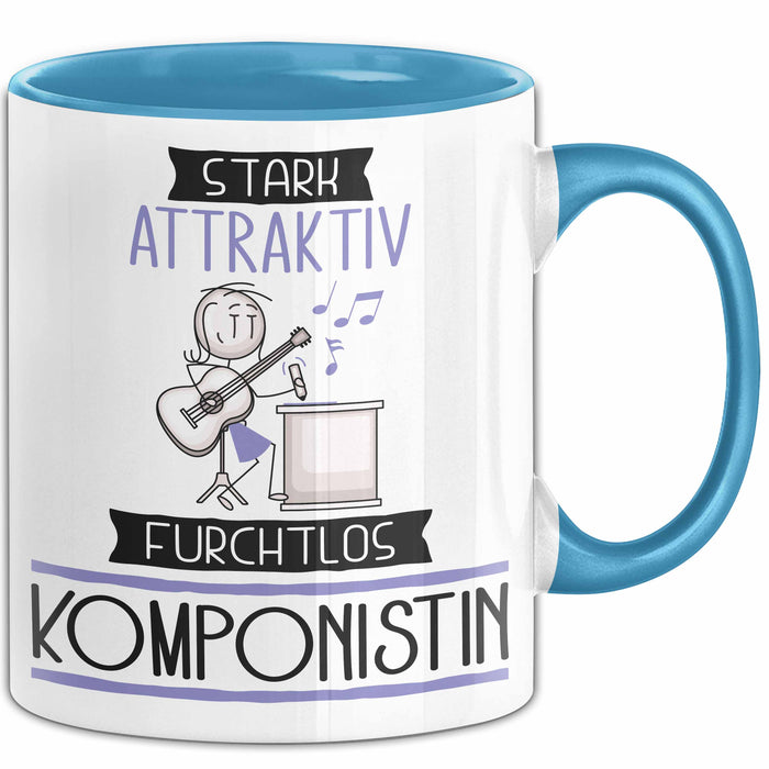 Komponistin Tasse Geschenk Becher Stark Attraktiv Furchtlos Komponistin Lustige Geschenkidee Blau Trendation