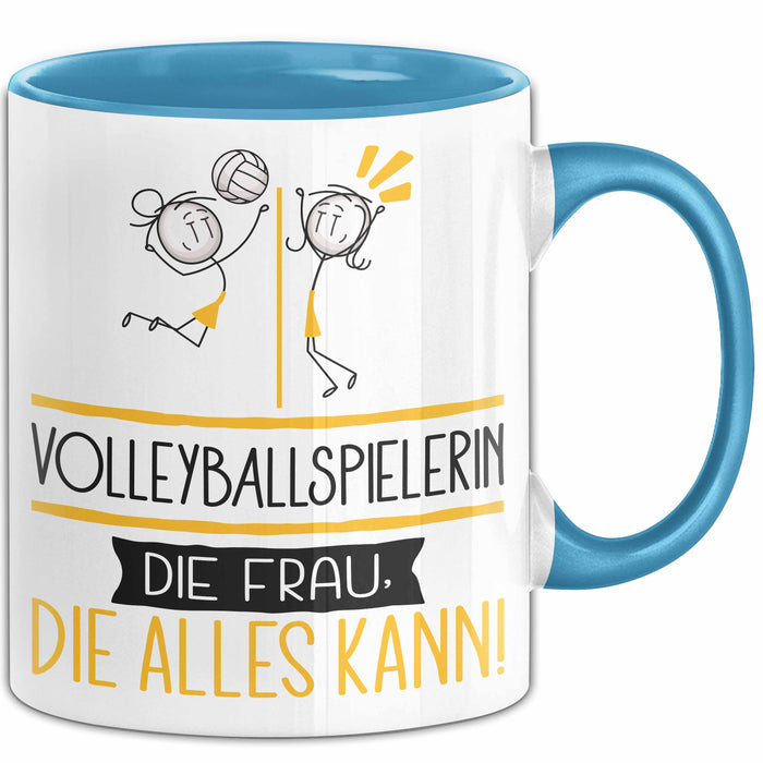 Volleyballspielerin Geschenk Tasse Becher Die Frau Die Allen Kann Geschenkidee für eine Volleyballspielerin Lustig Blau Trendation