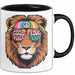 Hippie Löwe Tasse Geschenk Lustige Geschenkidee Spruch Schwarz Trendation