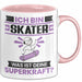 Skater Tasse Geschenk für Skater Geburtstag Lustiger Spruch Kaffee-Becher Was Ist Deine Superkraft Rosa Trendation