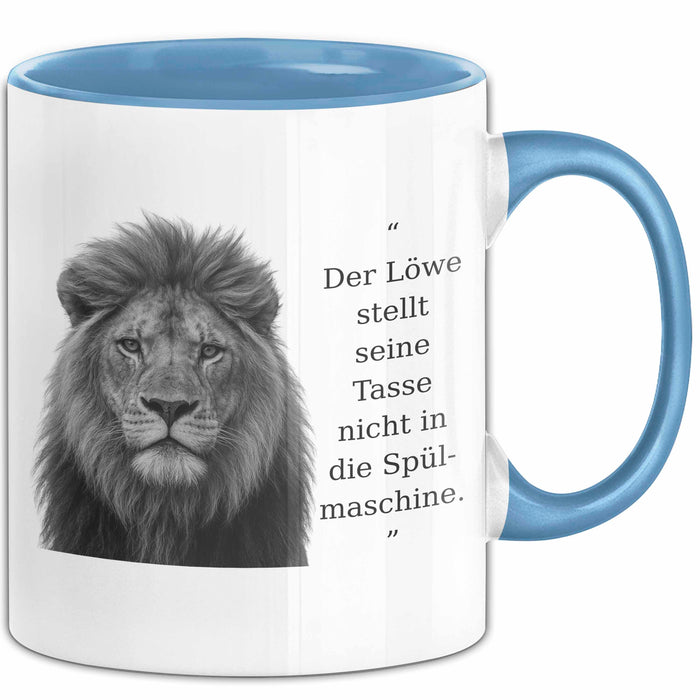 Der Löwe Stellt Seine Tasse Nicht In Die Spülmaschine Büro Becher Geschenk Blau Trendation