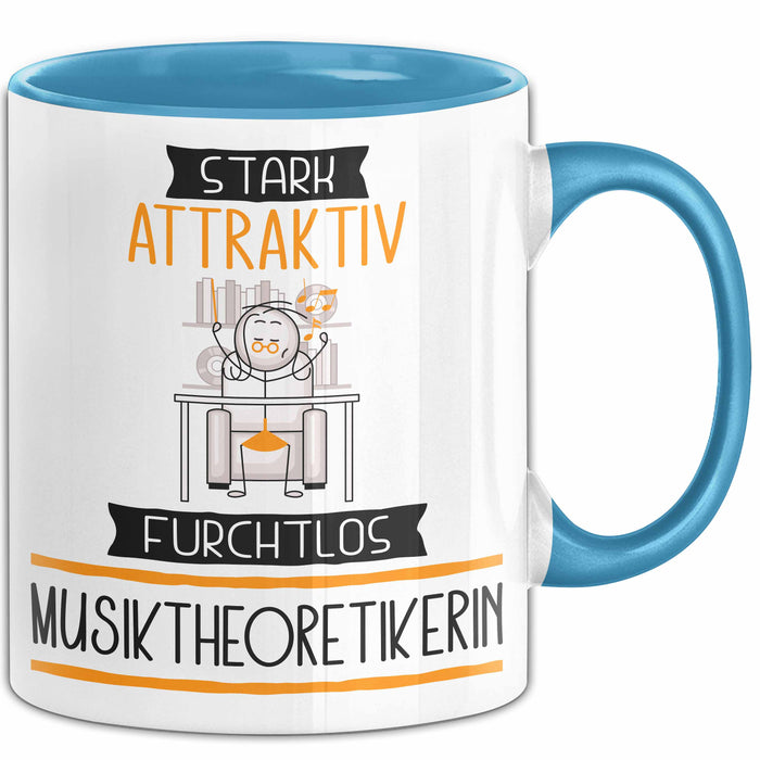 Musiktheoretikerin Tasse Geschenk Becher Stark Attraktiv Furchtlos Musiktheoretikerin Lustige Geschenkidee Blau Trendation
