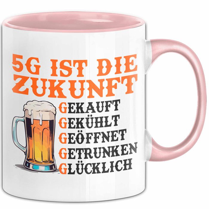 Biertrinker Tasse Geschenk Lustige Geschenkidee Spruch 5G Ist Die Zukunft Rosa Trendation