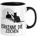 Erkenne Die Zeichen Tasse Geschenk Tasse Mittelfing** Geschenkidee Kaffee-Becher Sarkasmus Spruch Schwarz Trendation