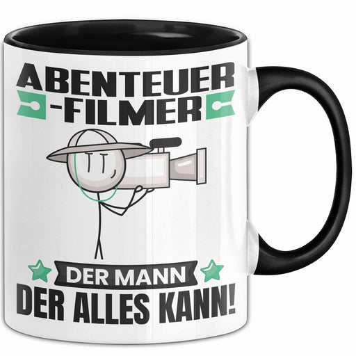 Abenteuerfilmer Tasse Geschenk für Abenteuerfilmer Der Mann Der Alles Kann Geschenkidee zum Geburtstag Schwarz Trendation