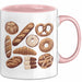 Arten Von Brot Tasse Geschenk Brotarten Baguette Croissant Bagel Kaffee-Becher Rosa Trendation