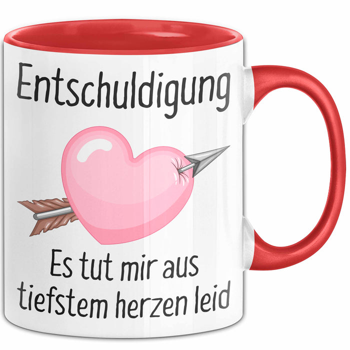 Entschuldigung Tasse Es Tut Mir Aus Tiefstem Herzen Leid Geschenkidee Sorry Becher Rot Trendation