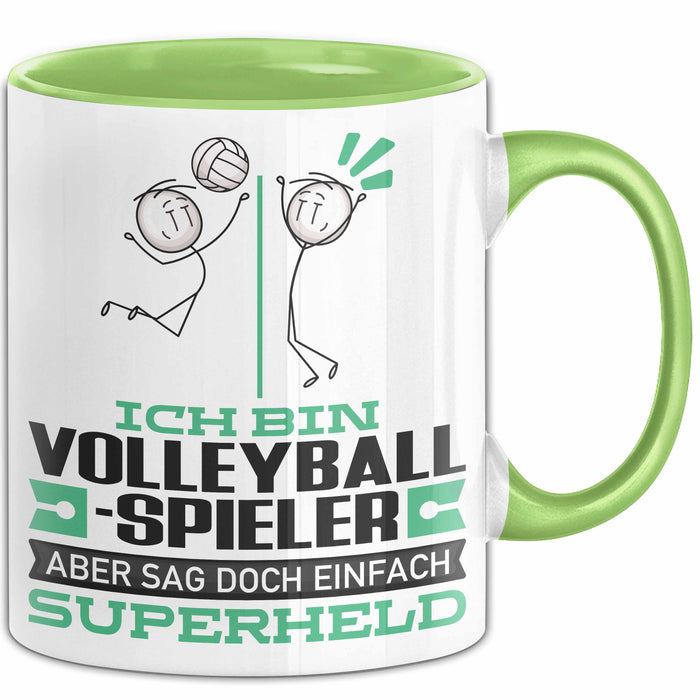 Volleyballspieler Geschenk Tasse Ich Bin Volleyballspieler Aber Sag Doch Einfach Superheld Lustige Geschenkdiee für Volleyballspieler Kaffee-Becher Grün Trendation