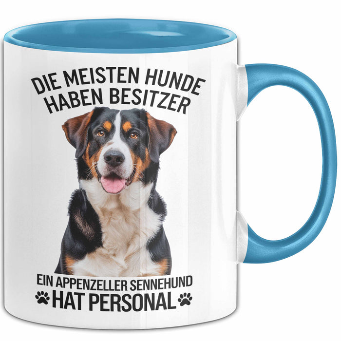 Appenzeller Sennenhund Hund Tasse Geschenk Lustige Geschenkidee Spruch Ein Appenzeller Sennenhund Hat Personal Blau Trendation