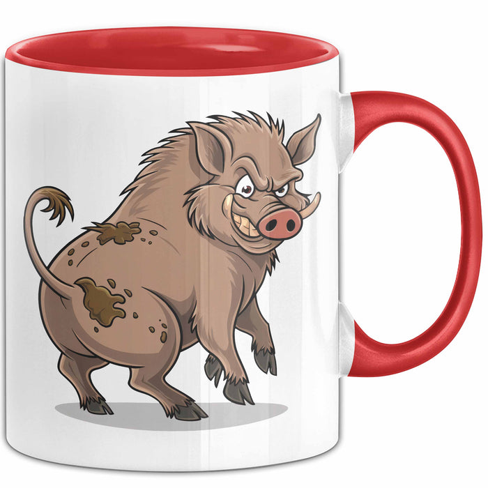 Wildschweinjagd Tasse Geschenk für Schwarzwildjäger Spruch Rot Trendation