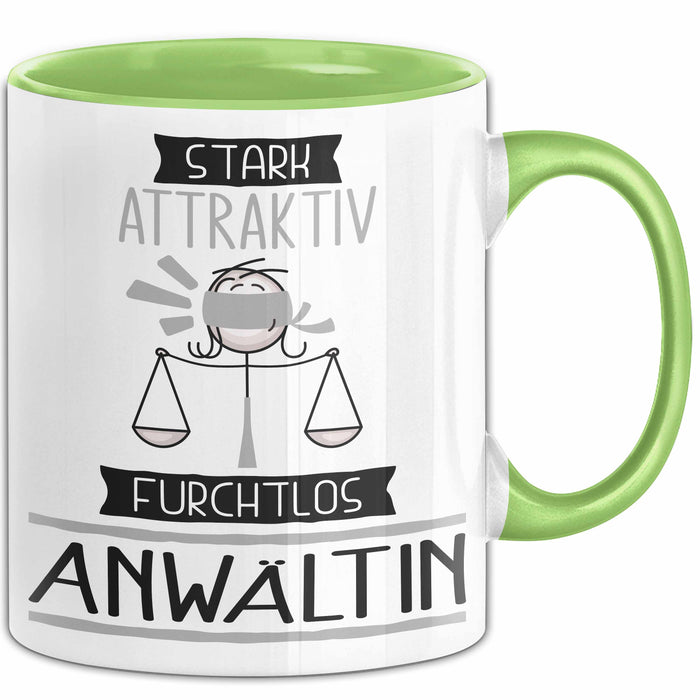 Anwältin Tasse Geschenk Becher Stark Attraktiv Furchtlos Anwältin Lustige Geschenkidee Grün Trendation