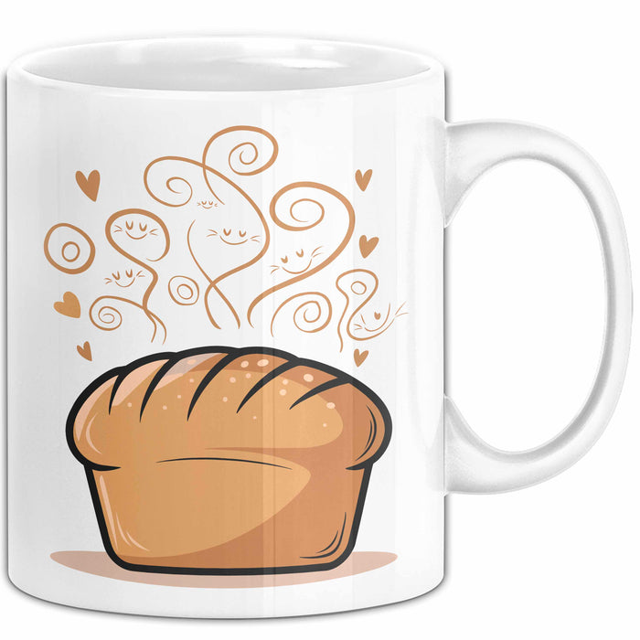 Brotbäcker Tasse Geschenkidee für Teigknet Fan Weiß Trendation