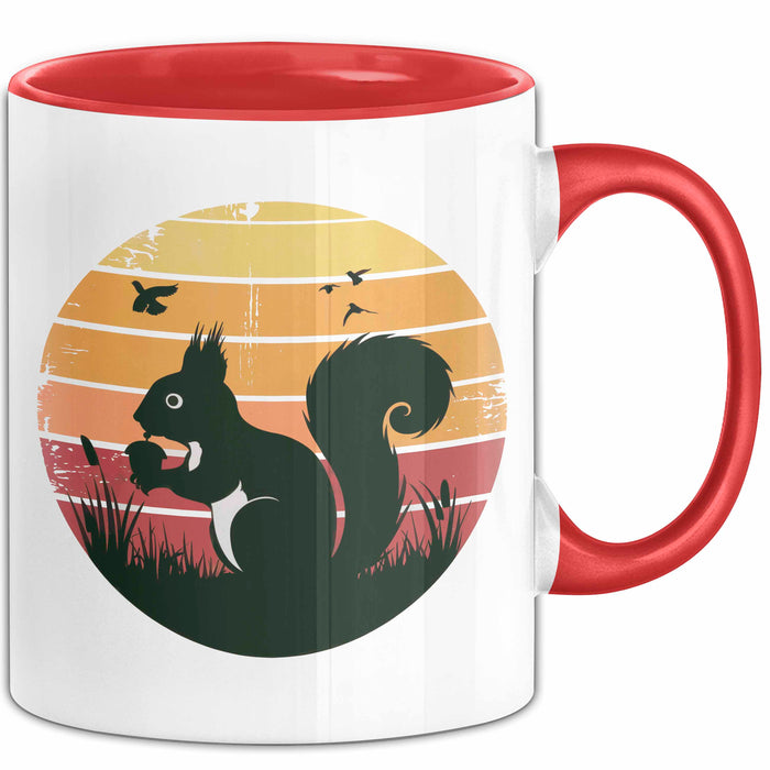 Eichhörnchen Tierliebhaber Retro Tasse Geschenk Lustige Geschenkidee Spruch Rot Trendation