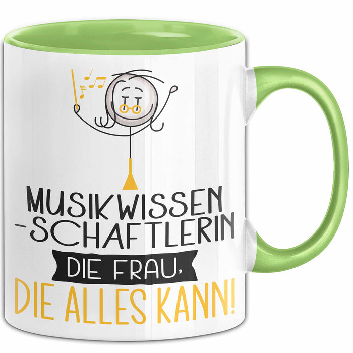 Musikwissenschaftlerin Geschenk Tasse Becher Die Frau Die Allen Kann Geschenkidee für eine Musikwissenschaftlerin Lustig Grün Trendation